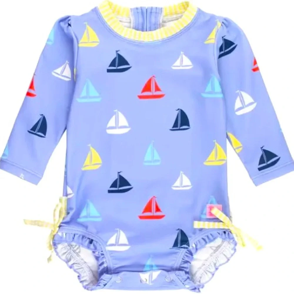 NWT Ruffle Butts Long Sleeve Rash Guard 3-6M - Picture 1 of 6